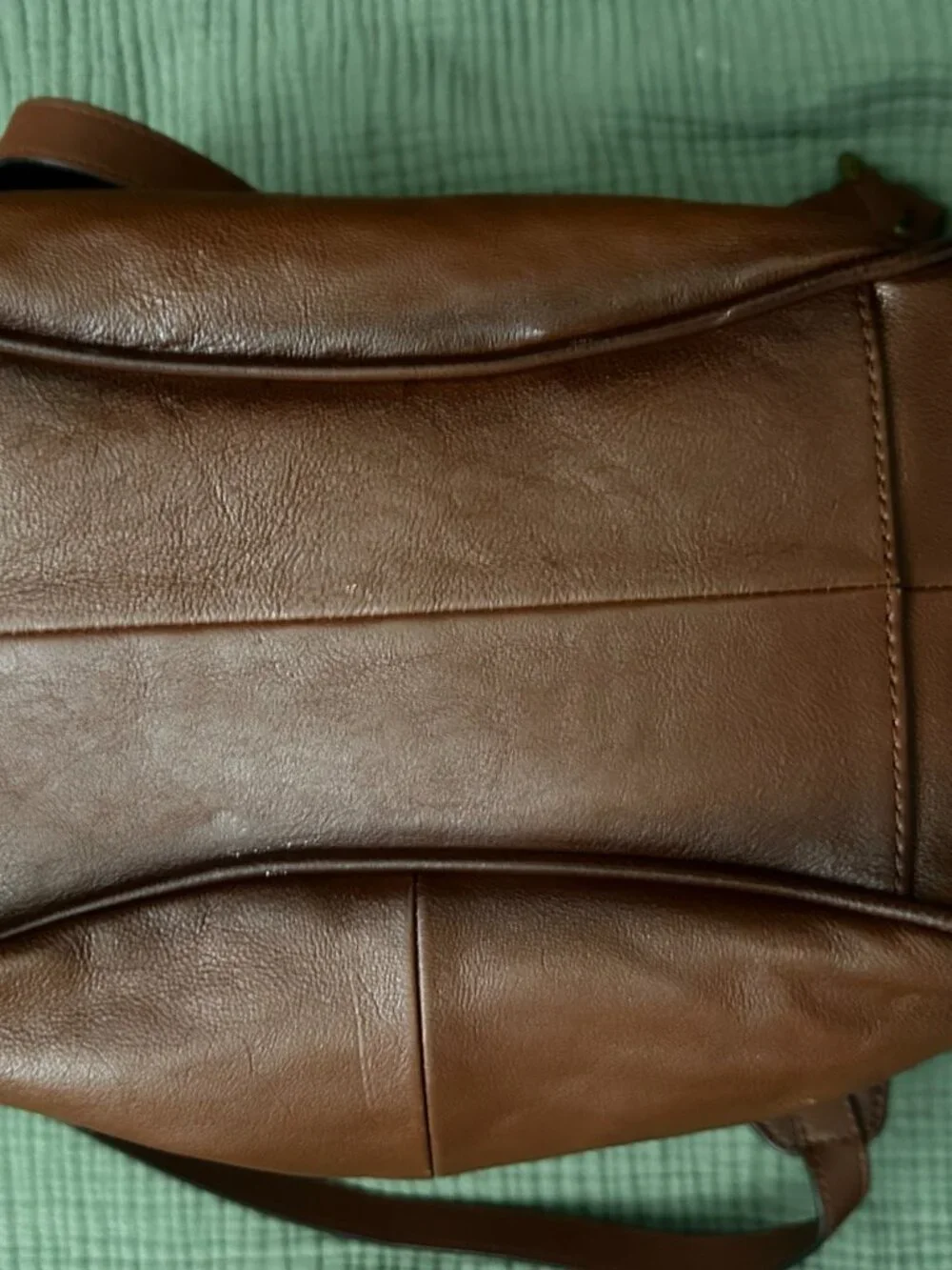 FRYE Cognac Brown Leather Ring Tote Shoulder Bag Large